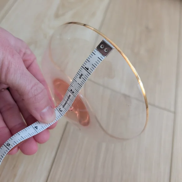 Anthropologie Elegant Pink Glass Champagne Coupe with Gold Rim - Picture 8 of 11